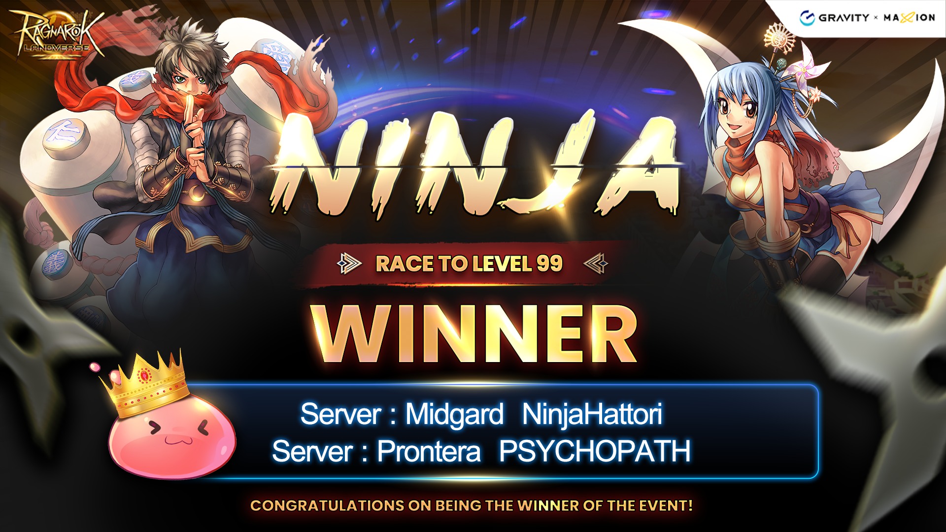 Ninja Race to 99: Champion Reveal on Midgard Server & Prontera