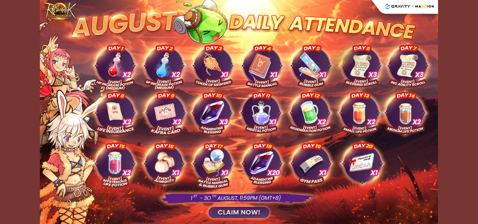 Ragnarok Landverse August Daily Attendance