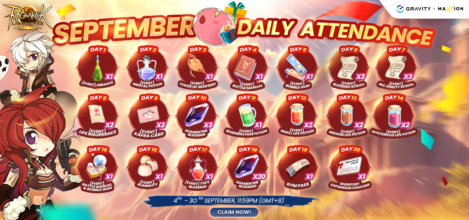 Ragnarok Online Landverse September Daily Attendance