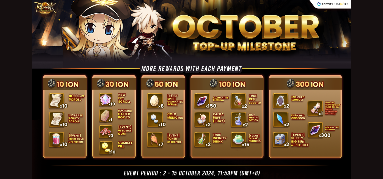 Ragnarok Online Landverse : October Top-up Milestone