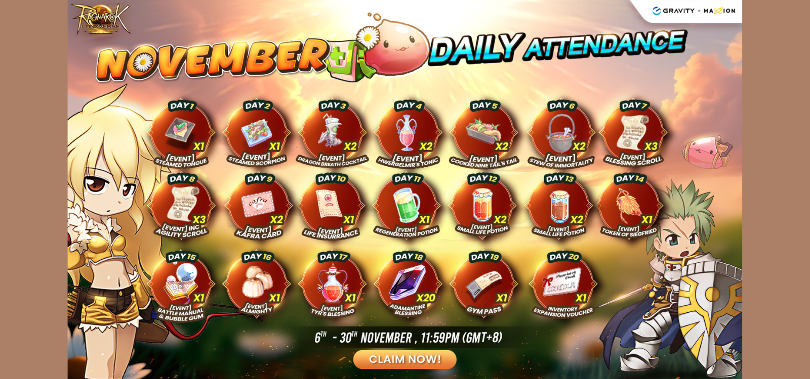 Ragnarok Online Landverse November Daily Attendance