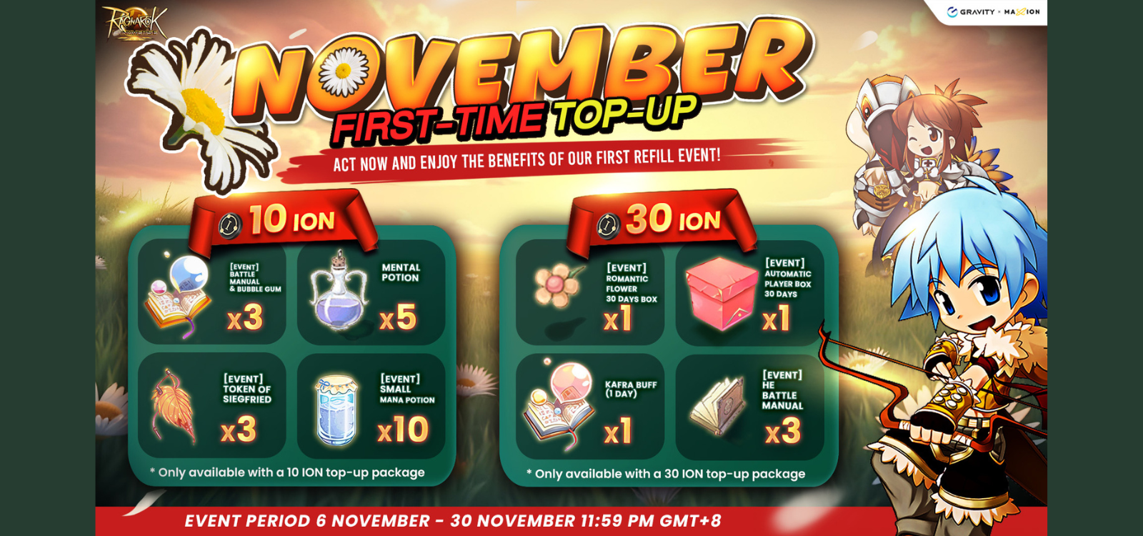 Ragnarok Online Landverse : November First-Time Top-Up Event