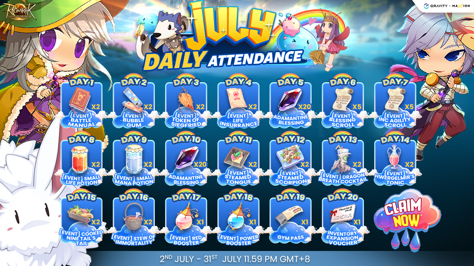 Ragnarok Online Landverse July Daily Attendance