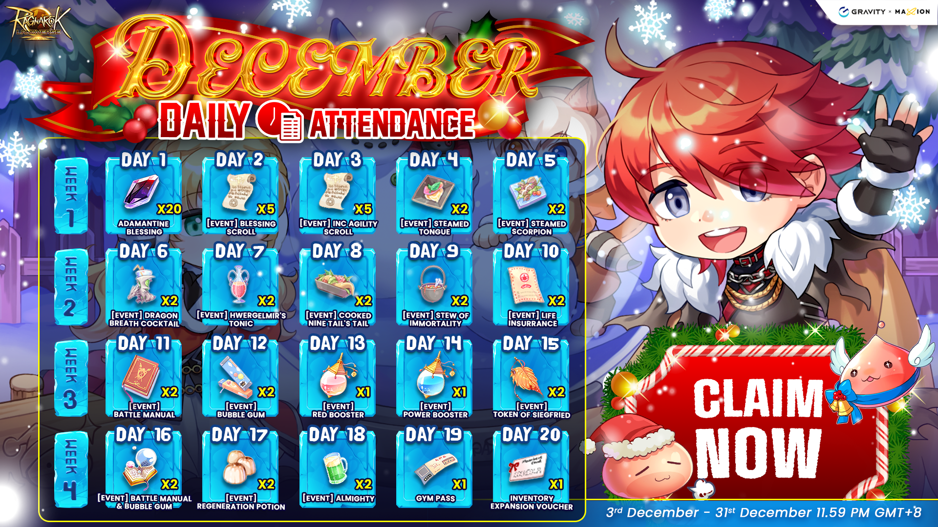 Ragnarok Online Landverse December Daily Attendance