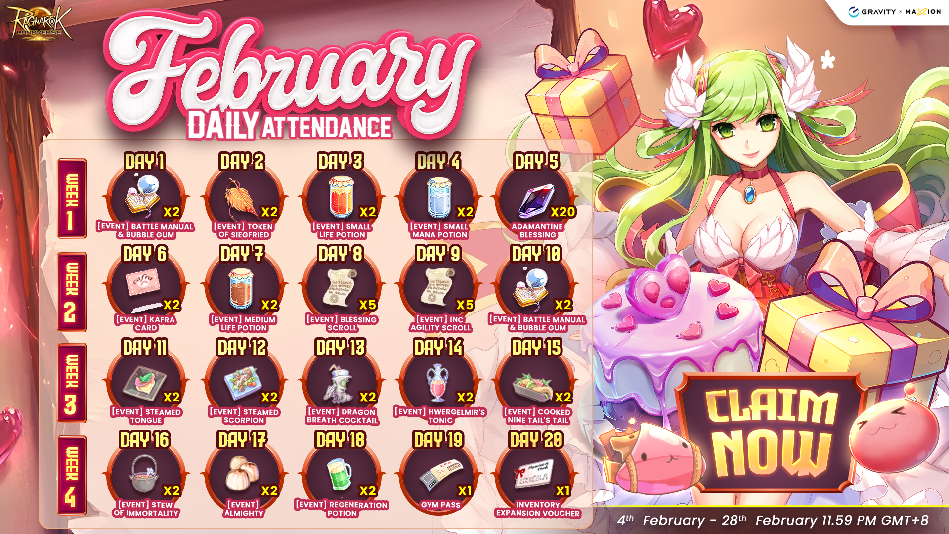 Ragnarok Online Landverse February Daily Attendance