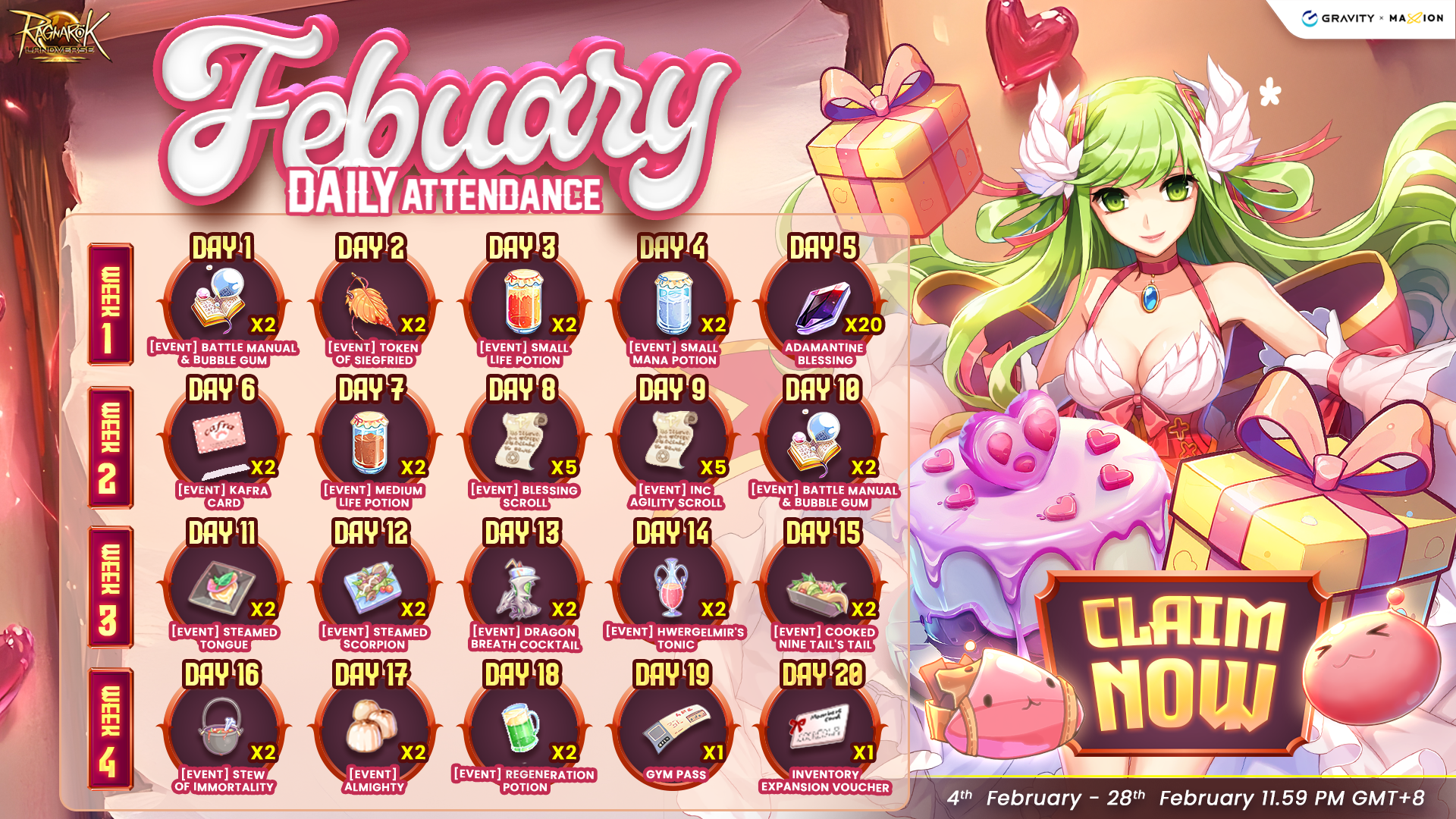 Ragnarok Online Landverse February Daily Attendance